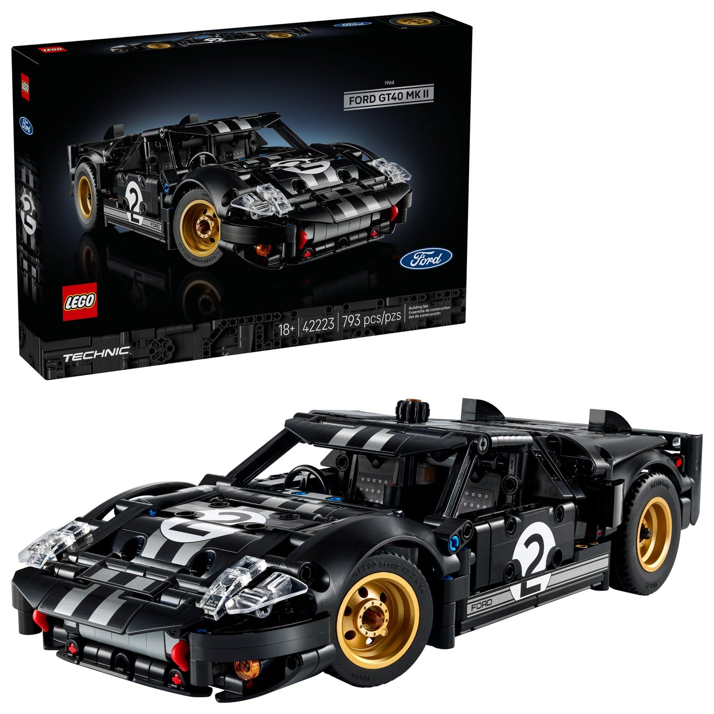 LEGO Technic 1966 Ford GT40 MKII Race Car Building Set for Adults - Collectible Car Toy W/Realistic Functions & Features for Adult Sports Car Fans, Ages 18+ - Gift Idea for Birthdays - 42223 - Available at All In One Marketplace Canada