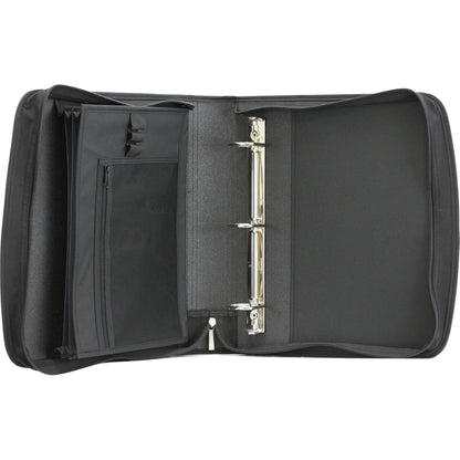 Five Star Zipper Binder, 2-Inch Capacity, 3 D-Rings, Exterior Zippered Pockets, Interior Mesh Pouch, Easy Grip Spine, Black Cover (66352)