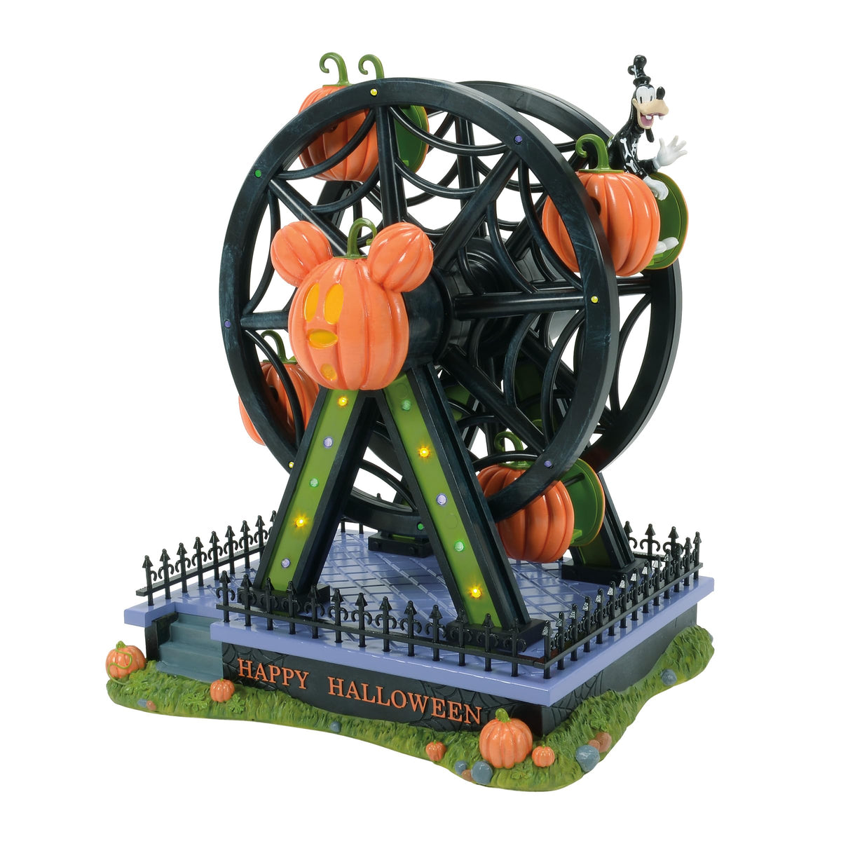 Department 56 Disney Village Accessories Halloween Goofy Gawrsh Darn Fun Ferris Wheel Lit Animated Figurine, 12.9 Inch, Multicolor