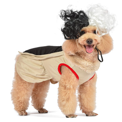Déguisement d'Halloween Disney pour chiens Cruella les Méchants Disney - Costume d'Halloween sous licence officielle pour chiens, taille très très grande (XXL)