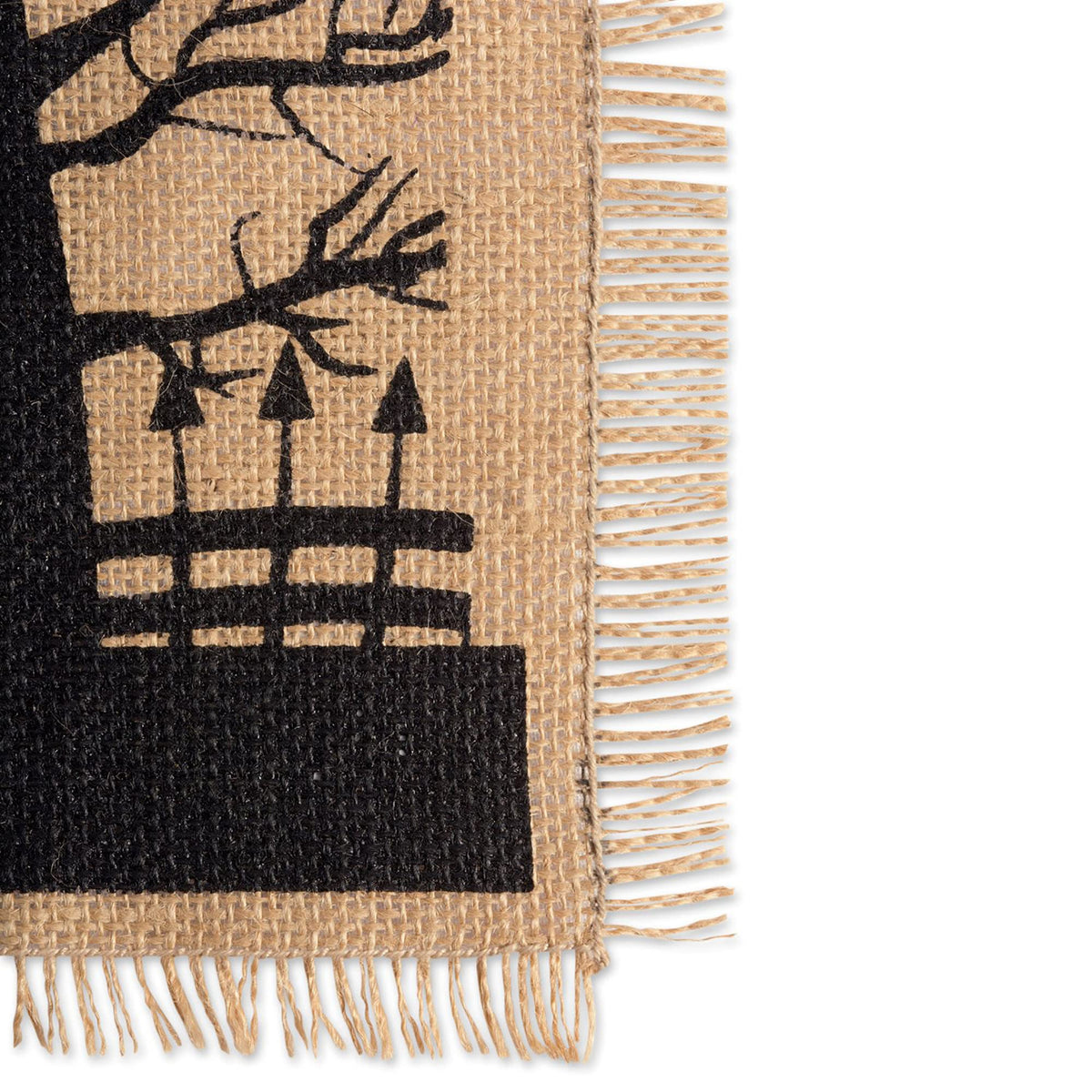 Chemin de table DII Halloween style primitif en toile de jute, maison hantée effrayante, 36 x 287 cm, noir et beige