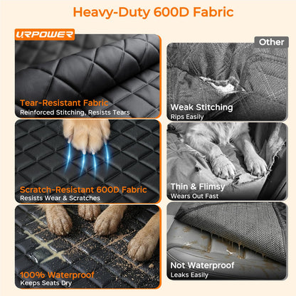 URPOWER Dog Car Seat Cover for Pets 100% Waterproof Seat Cover Hammock 600D Heavy Duty Scratch Proof Nonslip Durable Soft Back Seat Covers for Cars Trucks and SUVs