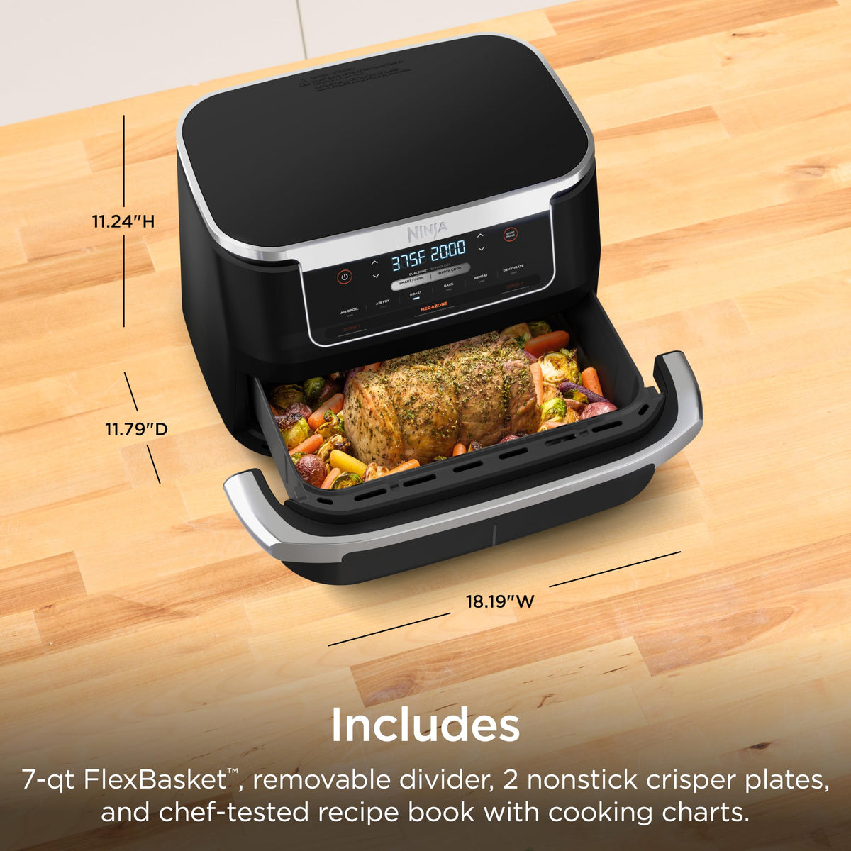 Ninja Foodi Air Fryer, 7 Qt/6.6L MegaZone, 6-in-1, Black, DZ071C