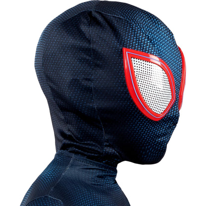 MARVEL Miles Morales Official Youth Zentai Halloween Costume Accessory - Deluxe Two-Way Stretch Spandex Mask with Molded Eyes