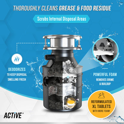 Garbage Disposal Cleaner Deodorizer Tablets - ACTIVE XL Foaming Tablet, 24 Pack Fresh Citrus Scented Tabs, New Powerful Foam Freshener for Cleaning Sink Disposal, Garburator, Disposer - 1 Year Supply - Available at All In One Marketplace Canada