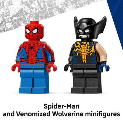 LEGO Marvel Spider-Man Car vs. Venomized Wolverine Building Toy for Boys & Girls - Super Hero & Villain Playset W/2 Marvel Minifigures - Gift Idea for Birthdays - Ages 7+ - 76336