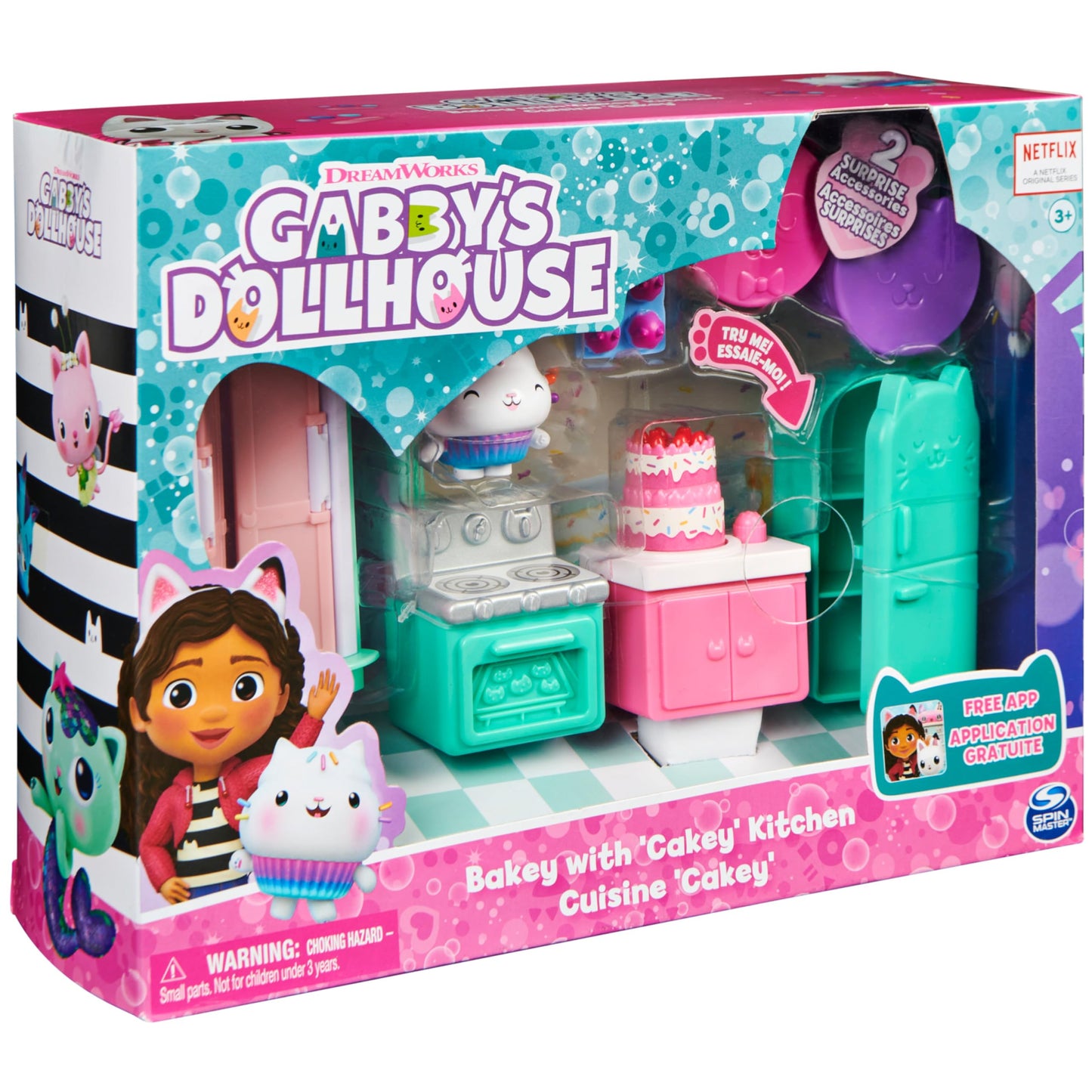 Gabby’s Dollhouse, Bakey with Cakey Kitchen with Figure and 3 Accessories, 3 Furniture and 2 Deliveries, Kids Toys for Ages 3 and up DREAMWORKS GABBY'S DOLLHOUSE