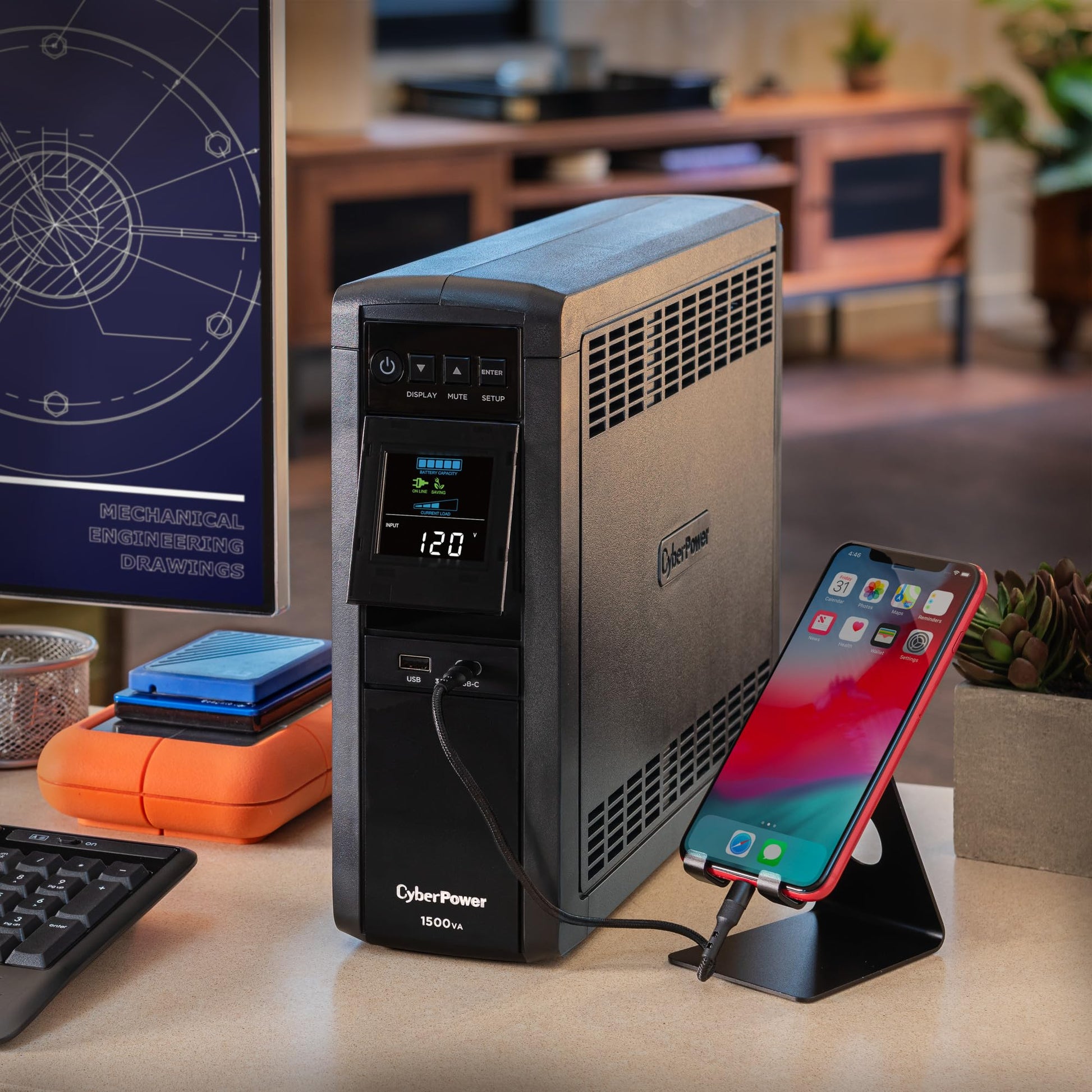 CyberPower CP1500PFCLCD PFC Sinewave UPS System, 1500VA/1000W, 12 Outlets, AVR, Mini Tower, Black - Available at All In One Marketplace Canada