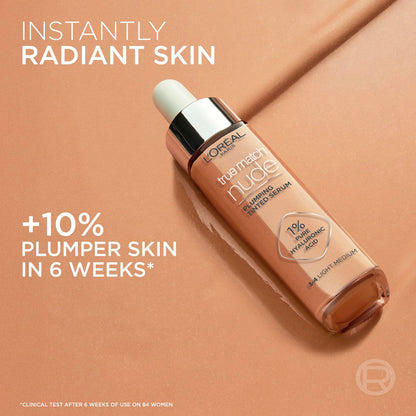 L’Oréal Paris True Match Nude Hyaluronic Foundation, Tinted Face Serum Foundation with Hyaluronic Acid for Lightweight Coverage and Instant Hydration, Radiant Finish - Medium, 30 mL 🍁 All In One Marketplace Canada
