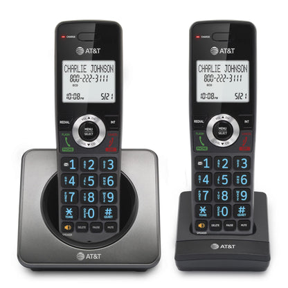AT&T GL2101-2 DECT 6.0 Cordless Home Phone 2-Handset with Call Block, Caller ID, Full-Duplex Handset Speakerphone, 2" White Backlit Display, Lighted Keypad, Graphite & Black AT&T