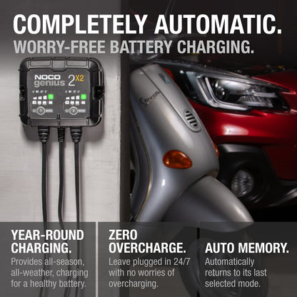 NOCO GENIUS2X2 6/12V 2-Bank Battery Charger, Trickle Charger & Maintainer NOCO