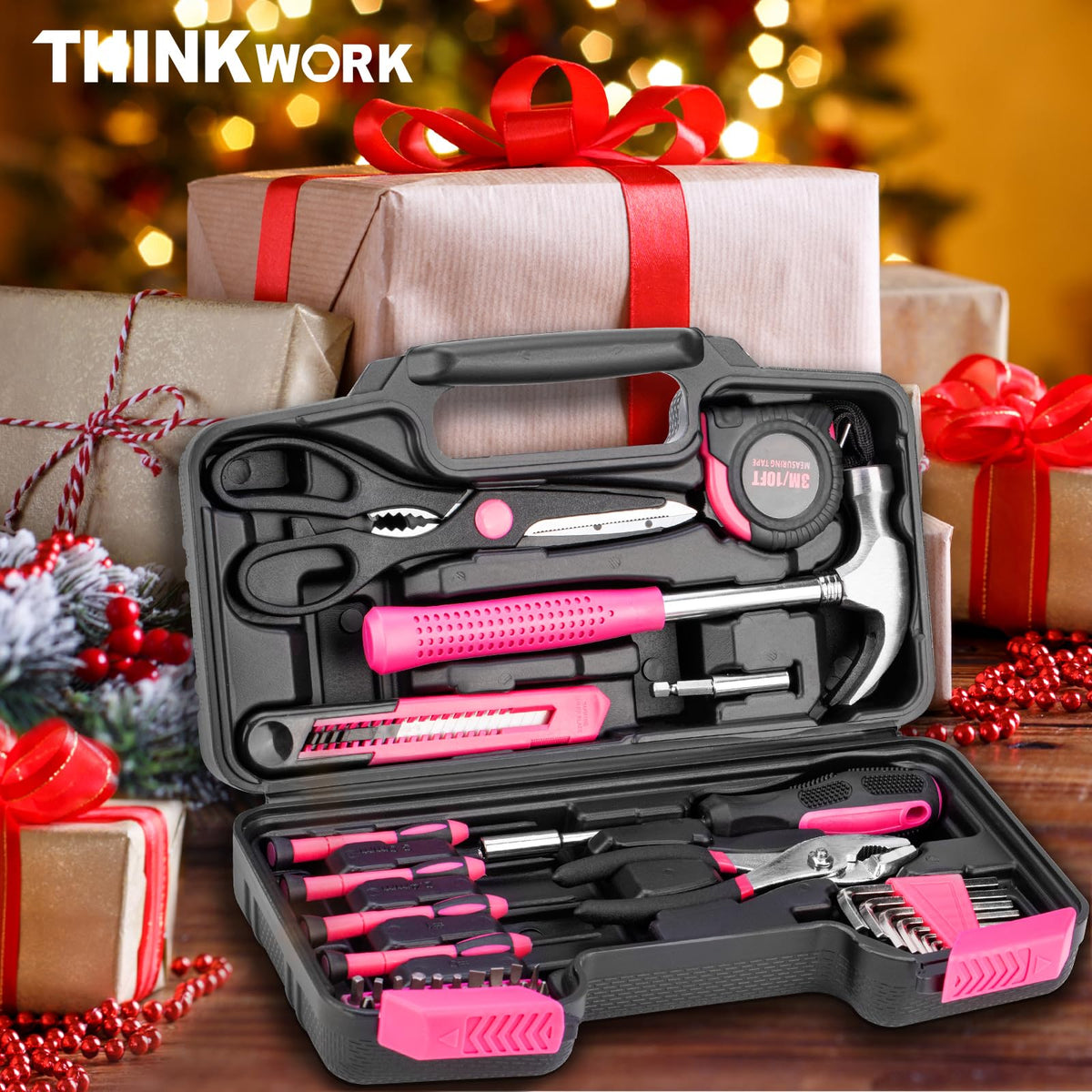 THINKWORK Pink Tool Set - 40 Piece General Household Hand Tool Kit with Storage Toolbox, Small Basic Tool Set Perfect for DIY, Home, Office, Garage and College Dormitory Use - Christmas Gift for Women 🍁 All In One Marketplace Canada