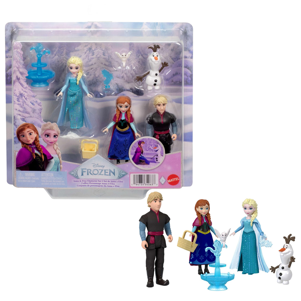 Mattel Disney Frozen Anna, Elsa, Kristoff & Olaf Set of 4 Small Dolls