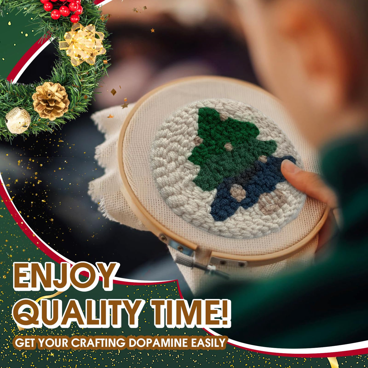 yuegool 6PCS Christmas Punch Needle Coasters Kit,Easy DIY Punch Needle Embroidery Kit for Beginners Adults Kids Including Patterns, Tools, Yarns, Hoop, Instruction, Coaster Holder Art Craft Supplies 🍁 All In One Marketplace Canada