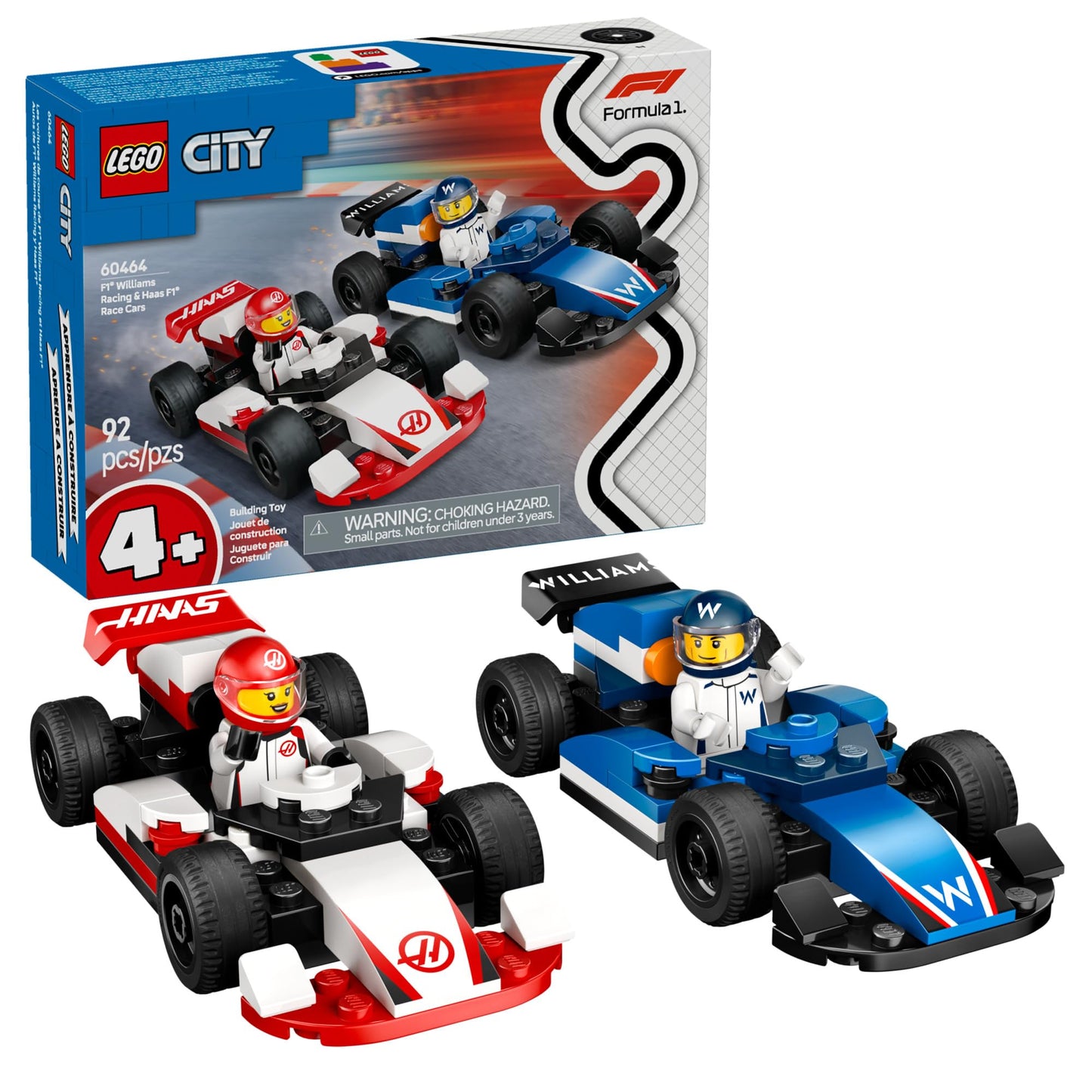 LEGO City F1 Williams Racing & Haas F1 Race Car Toys - Car Building Toy Set for Kids, Boys and Girls, Ages 4+ - F1 Preschool Toy for Fans - Gift Idea for Birthdays - 60464 LEGO