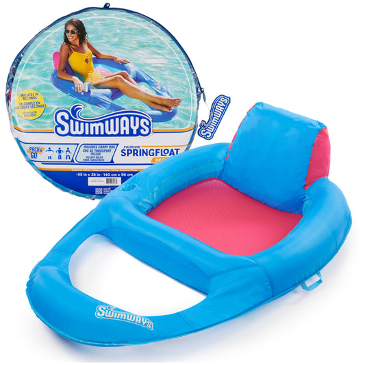 SwimWays Spring Float Premium Recliner Pool Lounger, Inflatable Pool Floats Adult with Fast Inflation for Ages 15 & Up 🍁 All In One Marketplace Canada