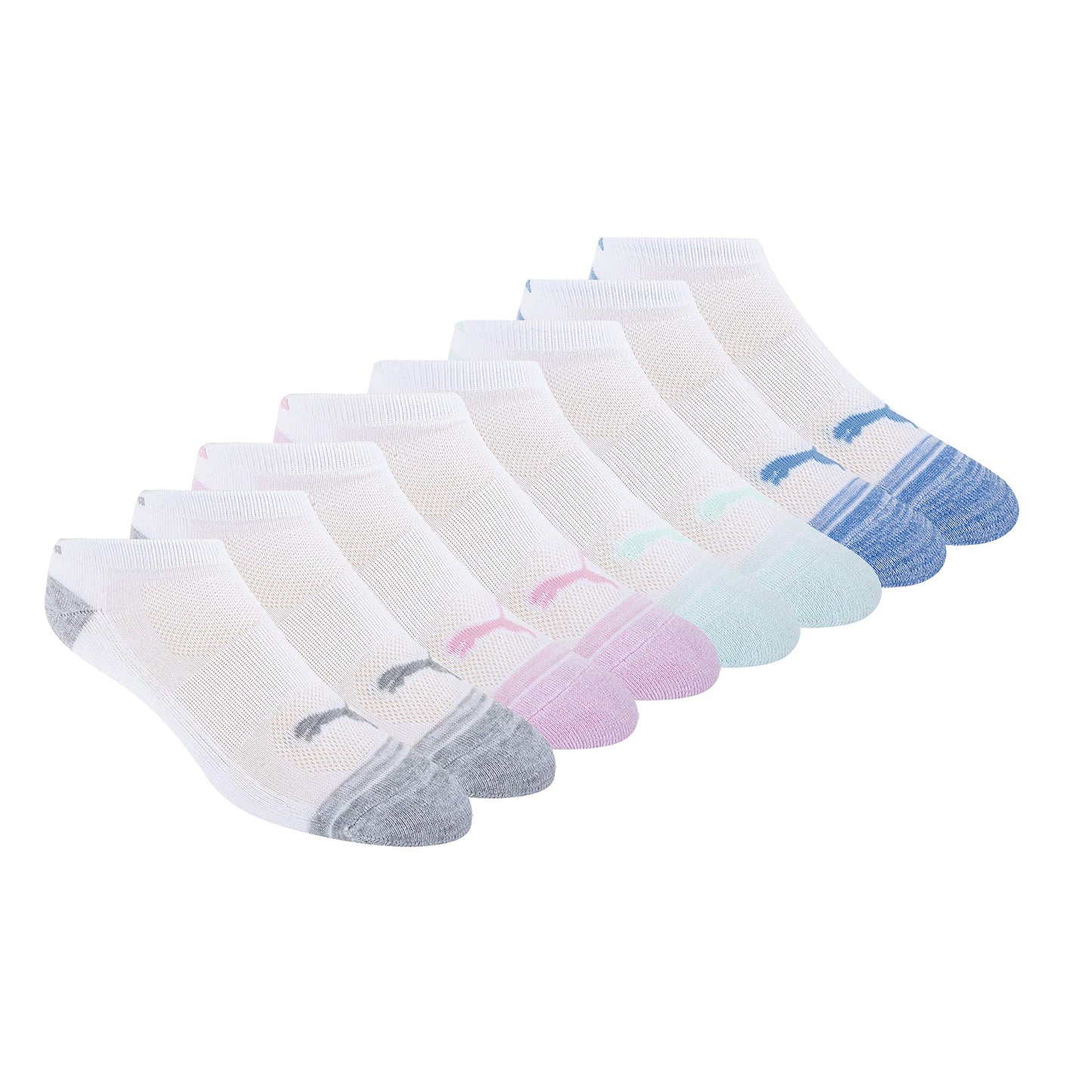 PUMA womens 8 Pack Low Cut Socks, White, 9-11 PUMA