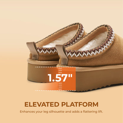 DREAM PAIRS Women's Wide Platform Slippers Genuine Suede,Chestnut,8W 🍁 All In One Marketplace Canada