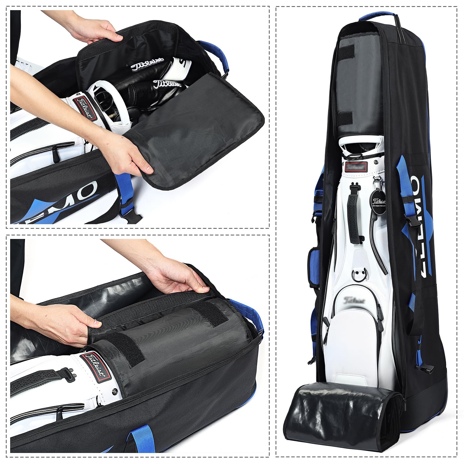 ZEEMO Full-Open Golf Travel Bag for Airlines, Wheeled Club Carrier Bag ZEEMO