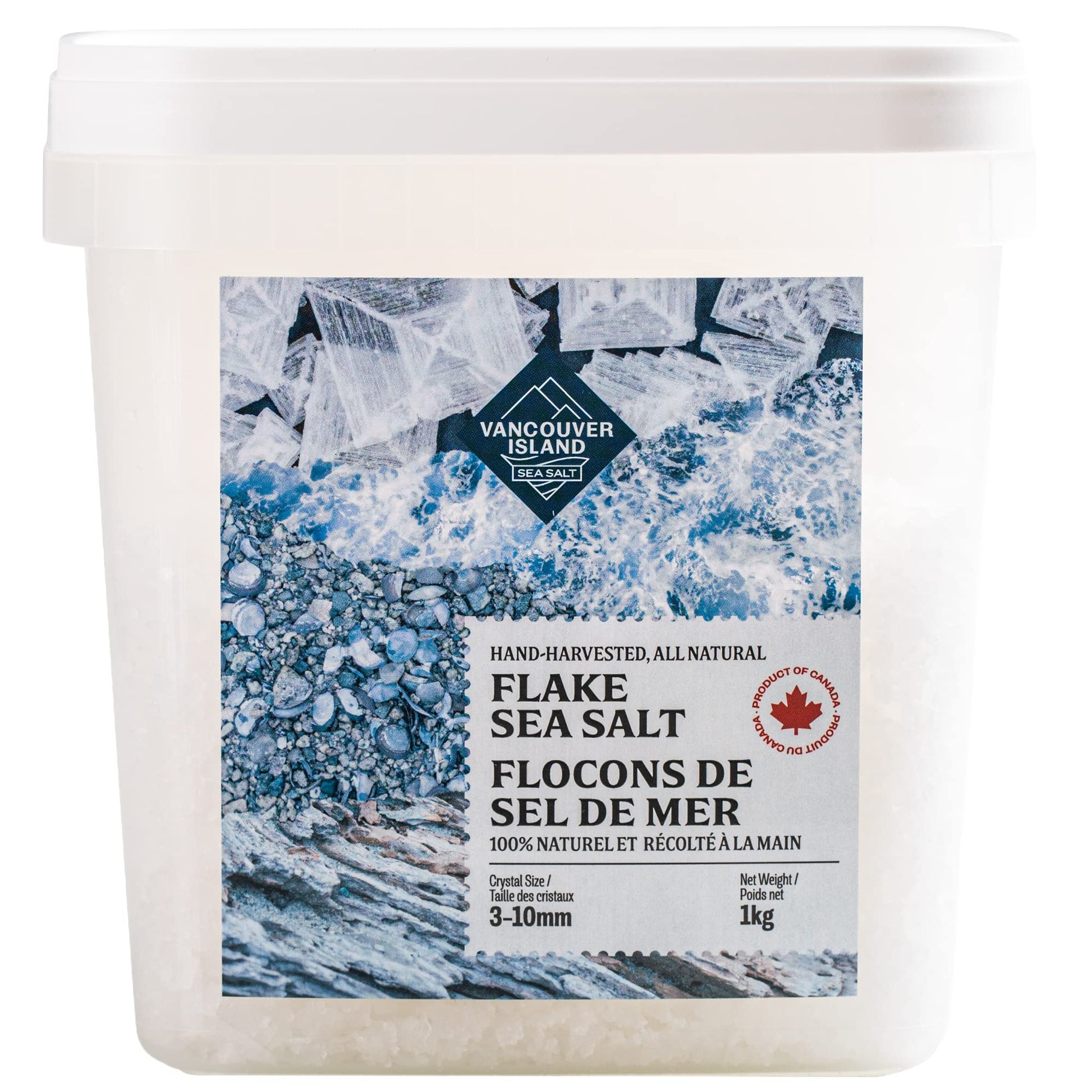 Vancouver Island Sea Salt - 1kg Large Flake Crystals - Hand-Harvested for Cooking, Baking & Finishing