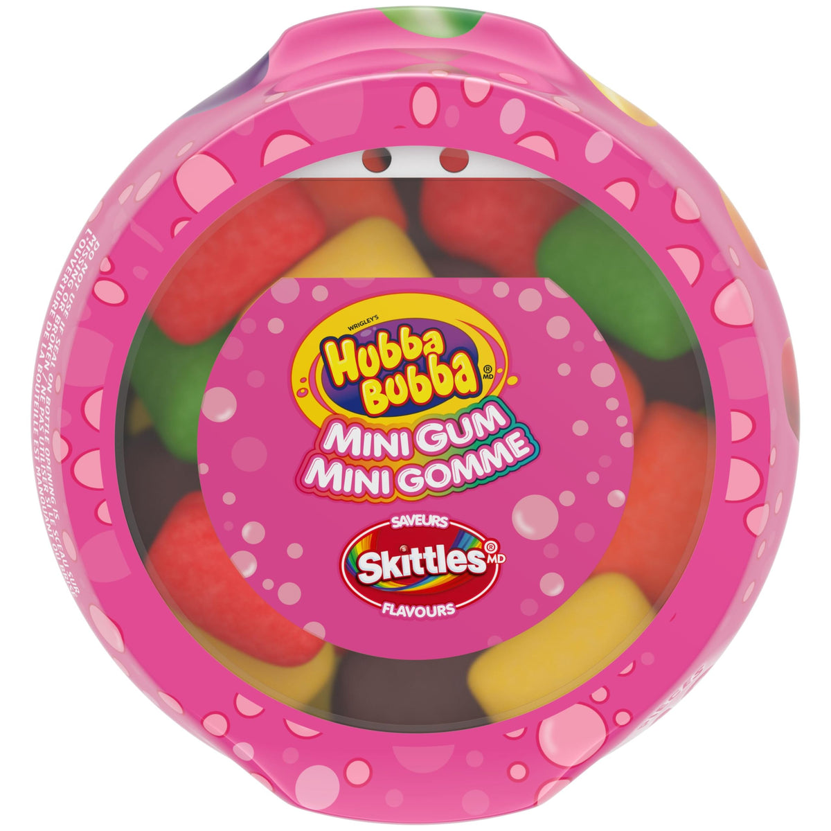 HUBBA BUBBA Minis, SKITTLES Flavoured, Sugar-Free Bubble Gum Resealable Bottle, 40 pieces, 6 Packs