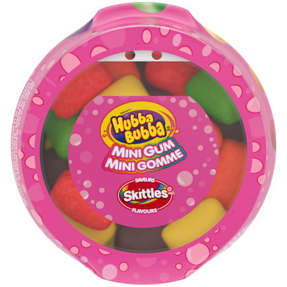 HUBBA BUBBA Minis, SKITTLES Flavoured, Sugar-Free Bubble Gum Resealable Bottle, 40 pieces, 6 Packs