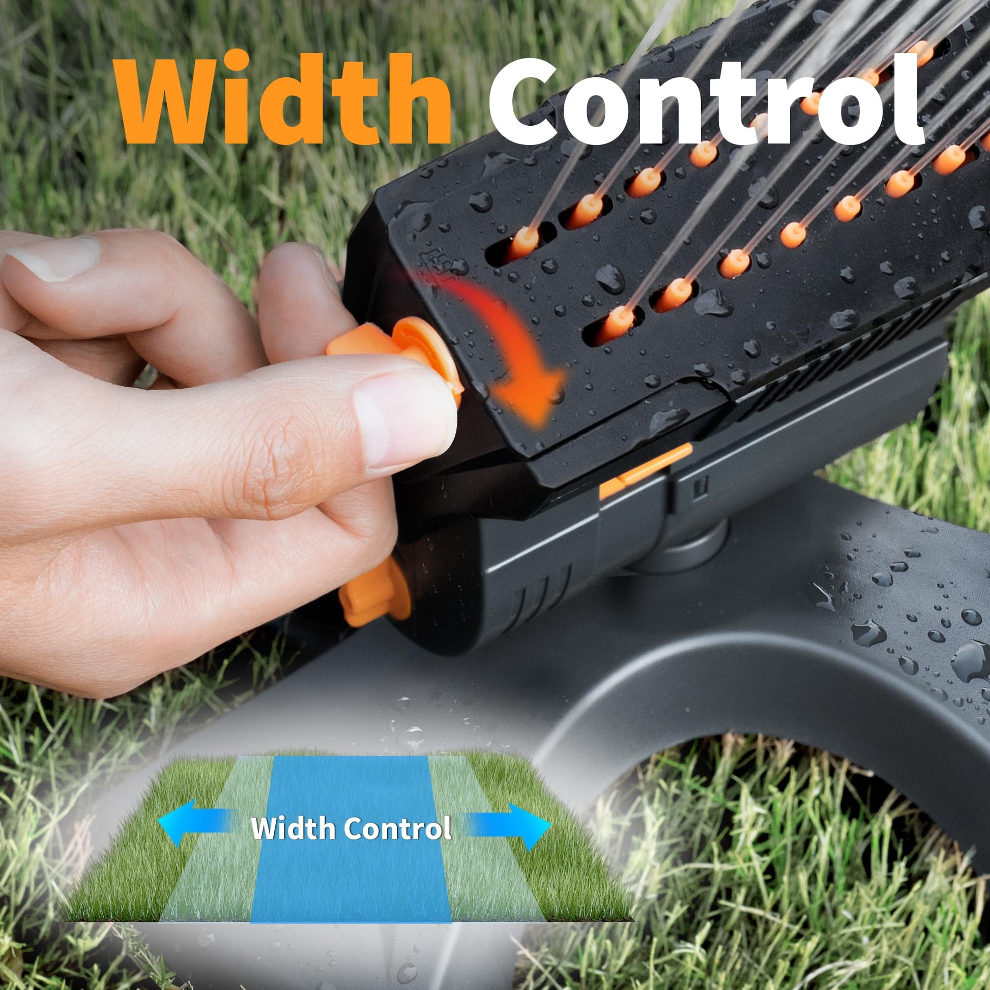 Diivoo Mini Turbo Oscillating Sprinkler, Garden Sprinkler with Large Base, Water Sprinkler for Yard, Adjustable Width, Range and Flow Rate, 16 Nozzles, Grey