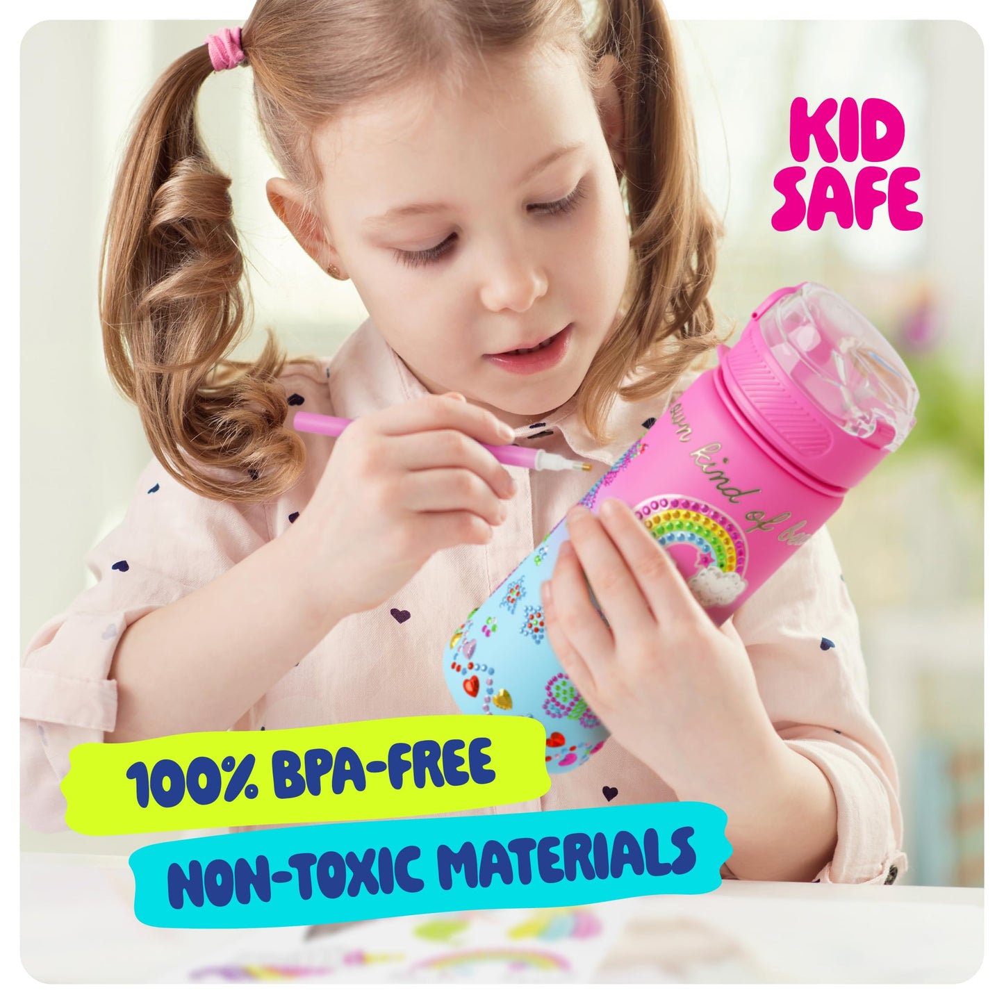 Decorate Your Own Glow-in-the-dark Water Bottle Kit for Girls - 6 7 8 Year Old Girl Birthday Gift Ideas - Gifts for Girls Ages 6-7 6-8 - Arts and Crafts for Kids Age 6-8 - Unicorn Mermaid Toys - Available at All In One Marketplace Canada