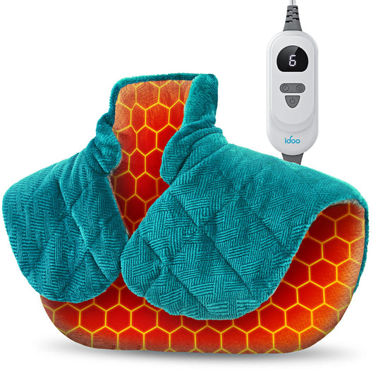 iDOO Graphene Heat Wrap Electric Pad for Neck Shoulder, Fathers Day Gift Ideas for Women Mom Her, Portable Weighted Heated 19"X24" (Blue) - Available at All In One Marketplace Canada