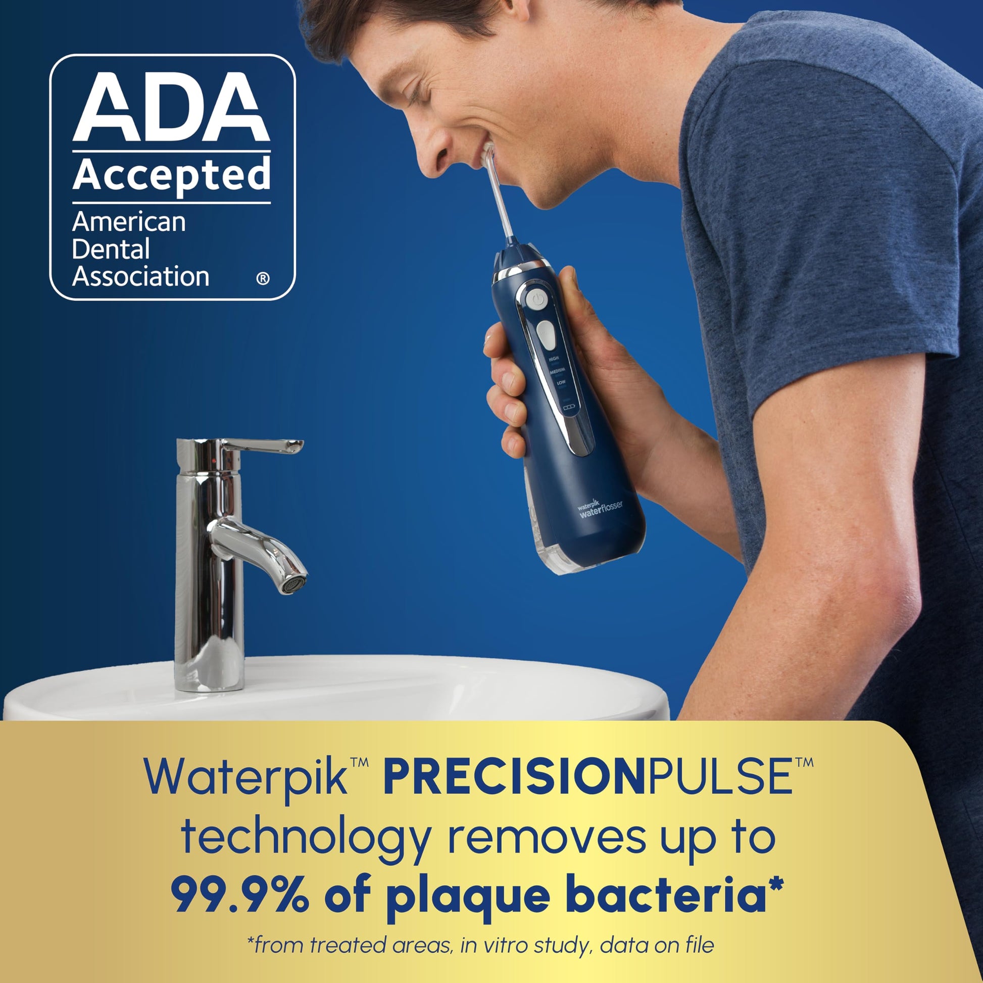 Waterpik Cordless Advanced 2.0 Water Flosser for Teeth, Gums, Braces, Dental Care with Travel Bag & 4 Tips, CDA Validated, Waterproof Rechargeable Handheld, Blue (1 Count) Packaging May Vary - Available at All In One Marketplace Canada