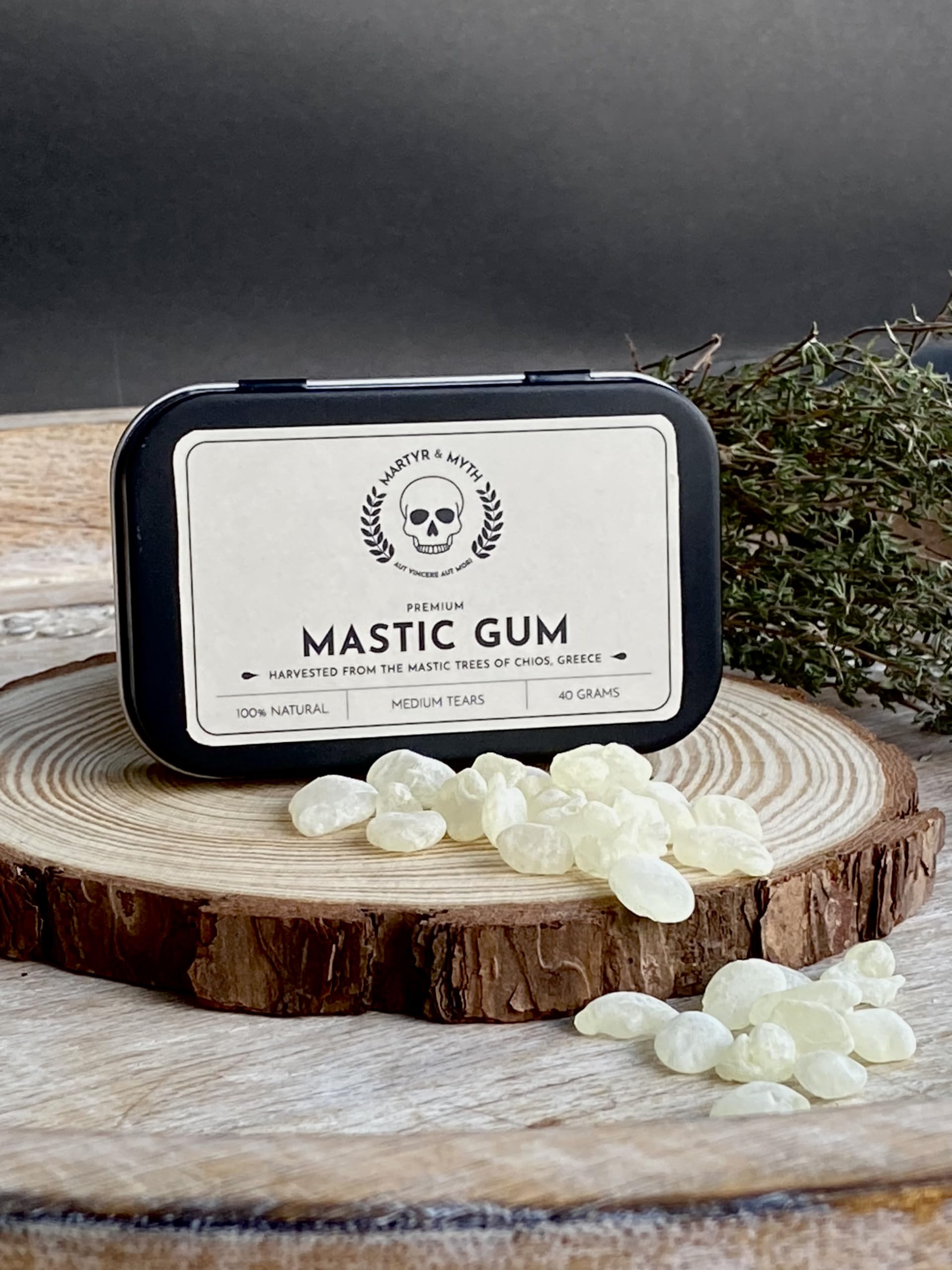 Martyr & Myth Mastic Gum – 40g Pure Greek Resin from Chios | Natural, Sugar-Free Plant-Based Chewing Gum