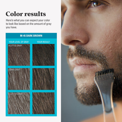Just For Men Mustache & Beard, Beard Dye for Men with Brush Included for Easy Application, With Biotin Aloe and Coconut Oil for Healthy Facial Hair, Dark Brown, M-45 (3 Count)