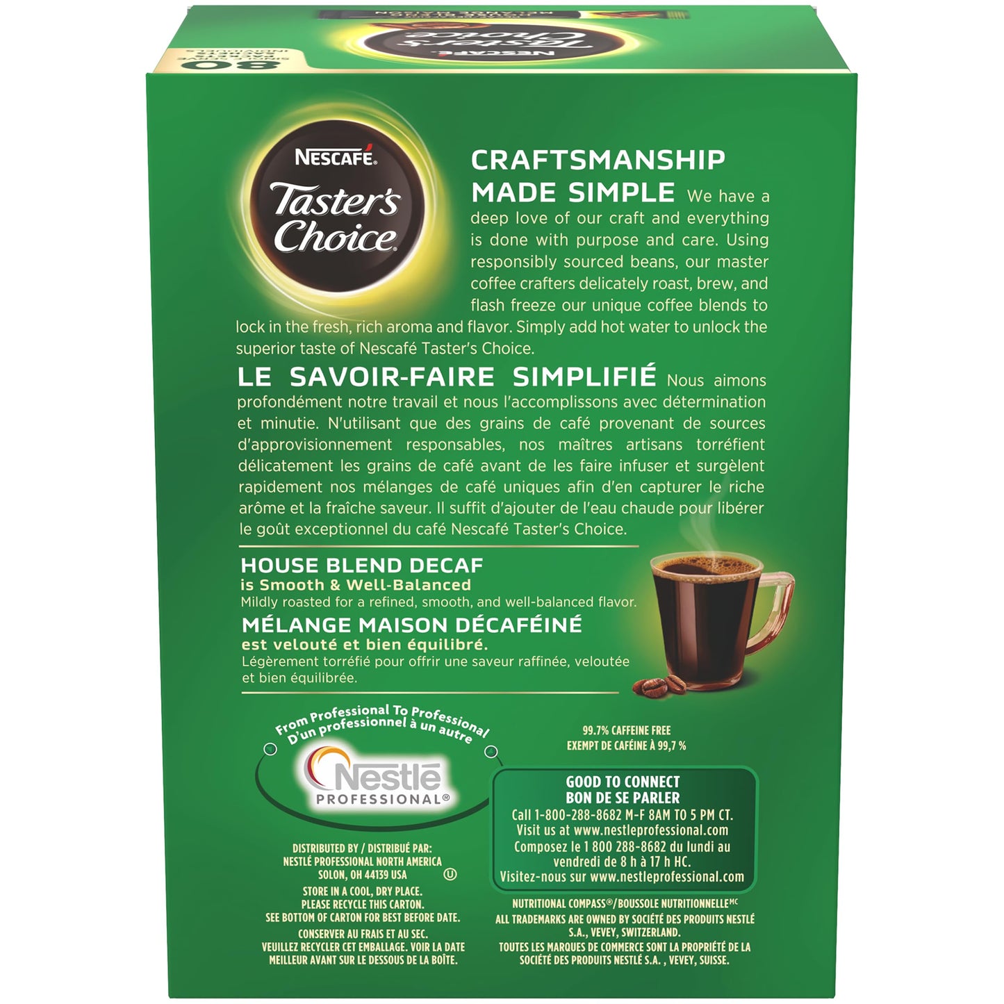 Nescafé Taster's Choice Decaf Instant Coffee Singles, Light Roast, 1.7g (80 Packets)