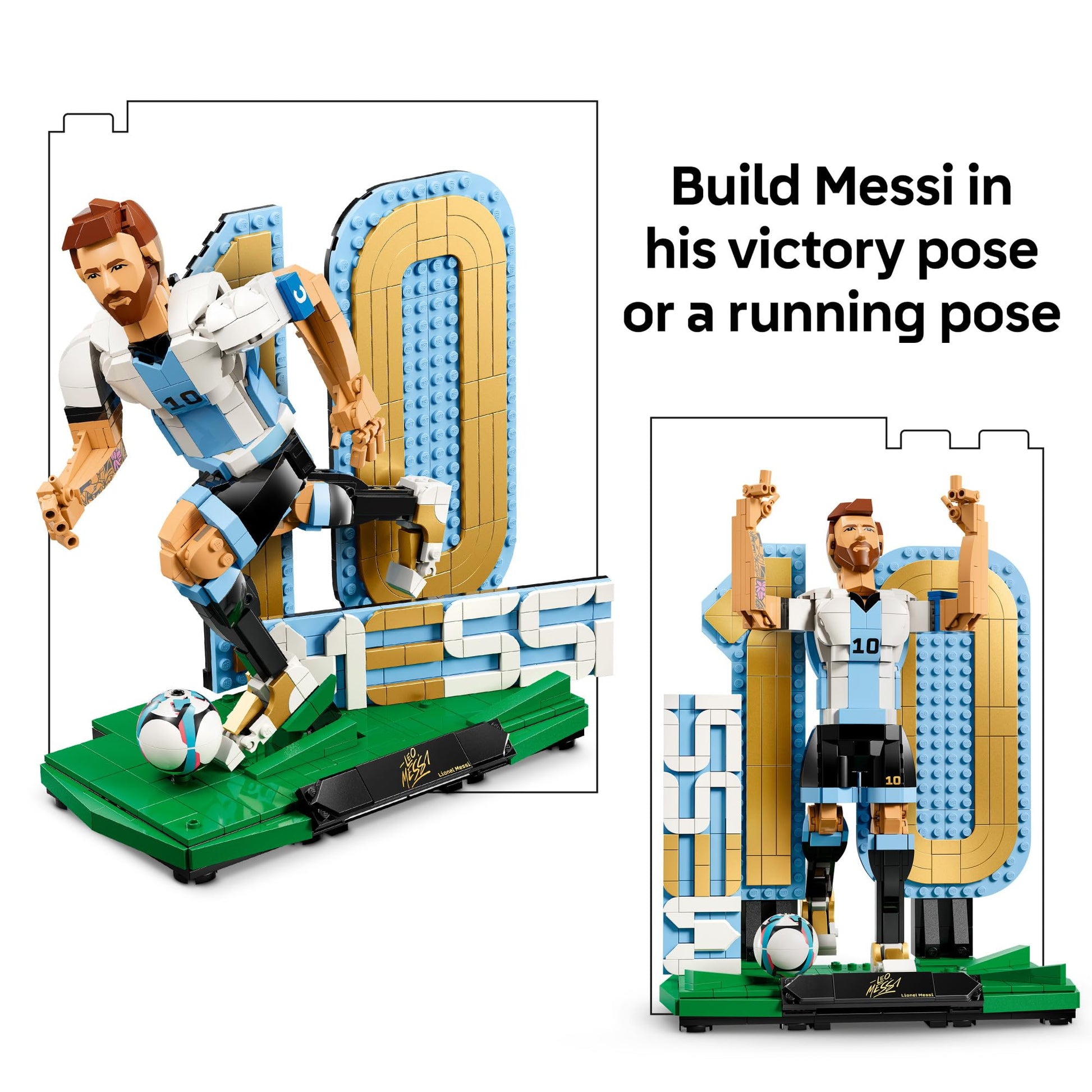 LEGO Editions Lionel Messi – Collector's Set Co-Pack - Building Toy for Kids - Soccer Collectible - Sports Décor for Boys & Girls, Ages 12+ - Gift Idea for Soccer Fans - 66818 LEGO