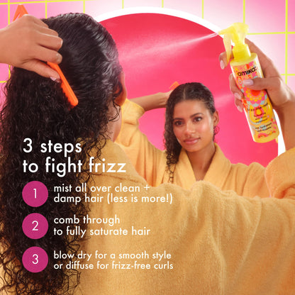 amika frizz-me-not hydrating anti-frizz treatment, 60ml | lightweight hydrating spray for medium to thick coarse hair types 2a-4c, humidity + heat protection, smooth frizz for up to 3 days Amika