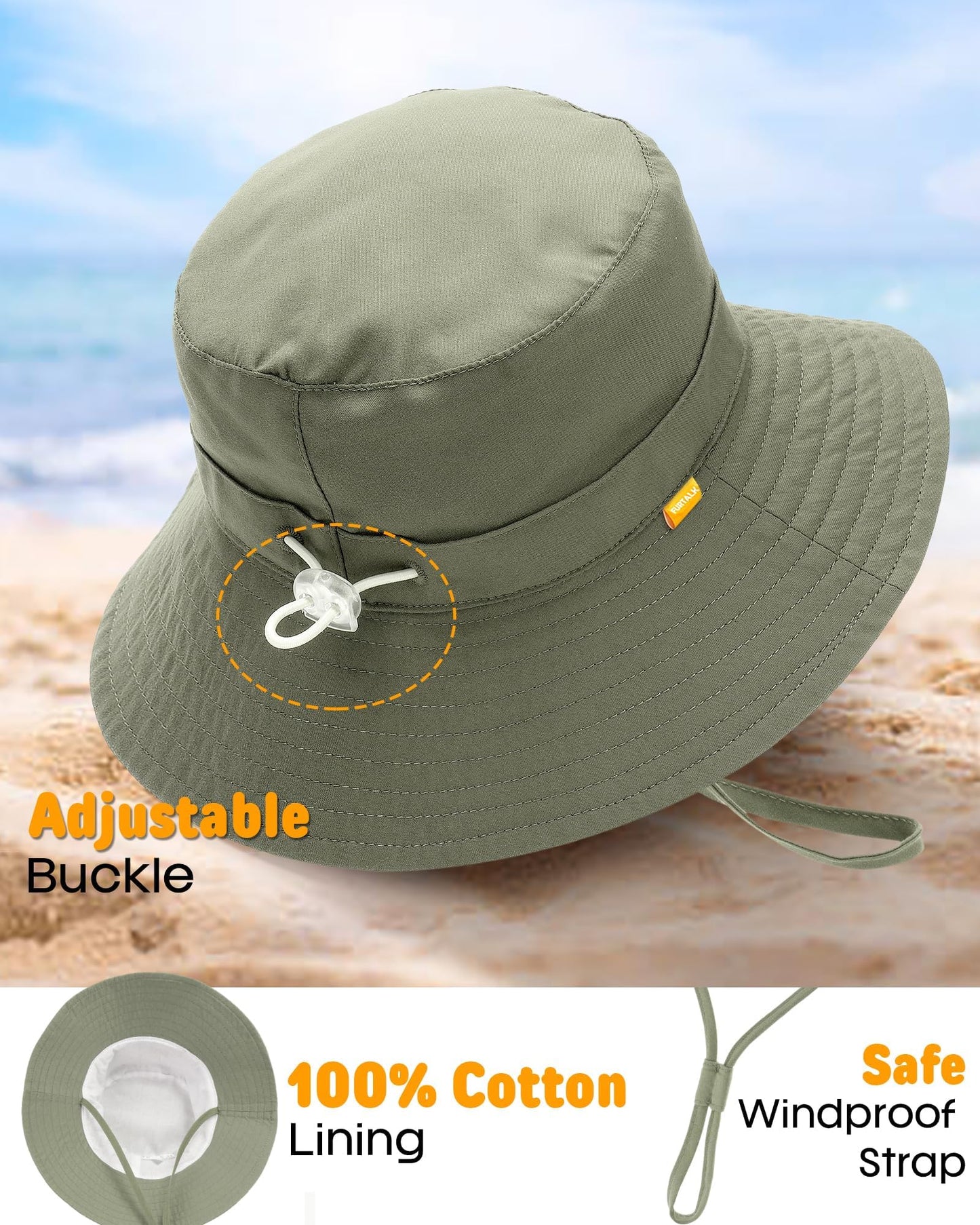 FURTALK Baby Sun Hat Smile Face Toddler Boys Girls Bucket Hat for Kids 0-5 Years - Available at All In One Marketplace Canada