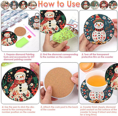 8 PCS Diamond Art Coasters Christmas Snowman 🍁 All In One Marketplace Canada