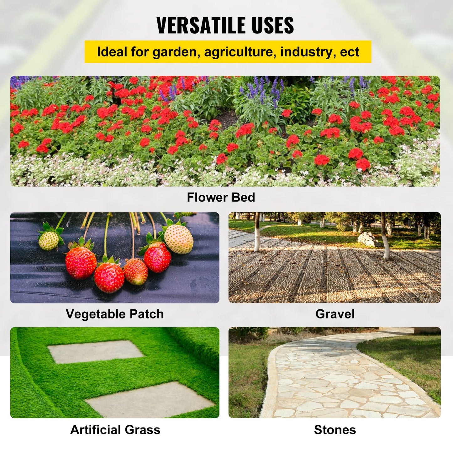 Happybuy 6FT×300FT Weed Barrier Fabric Heavy Duty 2.4OZ, Woven Weed Control High Permeability, Geotextile Fabric for Underlayment, Polyethylene Ground Cover 🍁 All In One Marketplace Canada