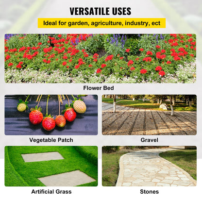 Happybuy 6FT×300FT Weed Barrier Fabric Heavy Duty 2.4OZ, Woven Weed Control High Permeability, Geotextile Fabric for Underlayment, Polyethylene Ground Cover 🍁 All In One Marketplace Canada