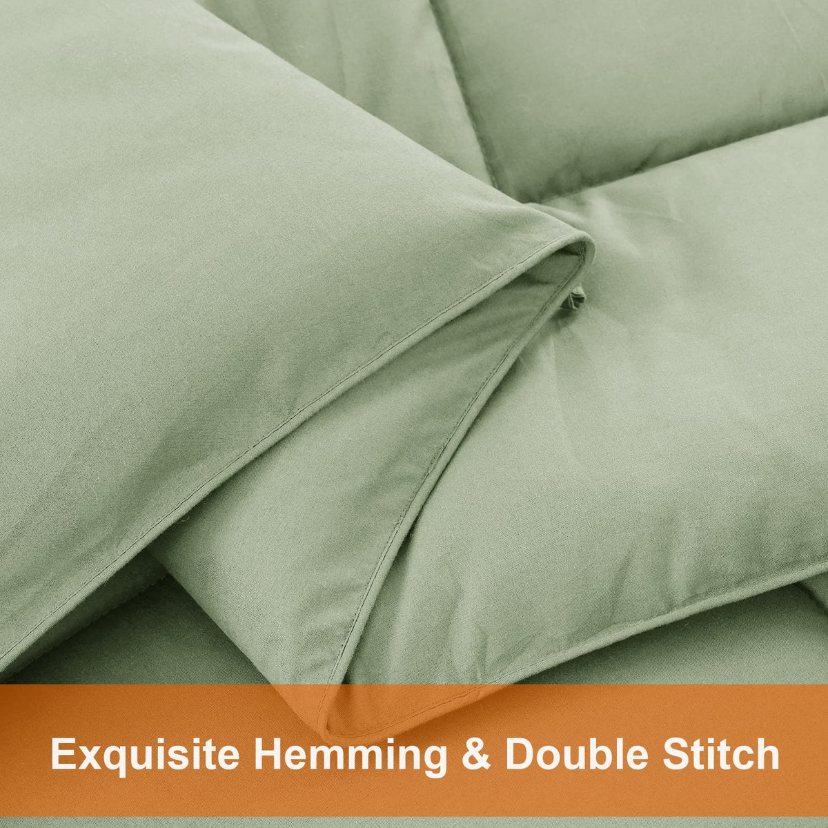 All Season Queen Comforter Set 3 PCs Soft Quilted Down Alternative Comforter+2 Pillow Shams with Corner Tabs,Winter Summer Warm Fluffy,Machine Washable (Sage Green, Queen) 🍁 All In One Marketplace Canada
