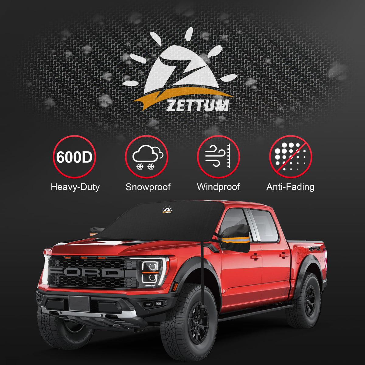 Zettum Truck Windshield Cover for Ice and Snow - 600D Large Windshield Snow Cover for Pickup Truck Heavy Duty, Winter Car Windshield Covers for Ford F150, Silverado, GMC Sierra, Ram, and More Trucks 🍁 All In One Marketplace Canada