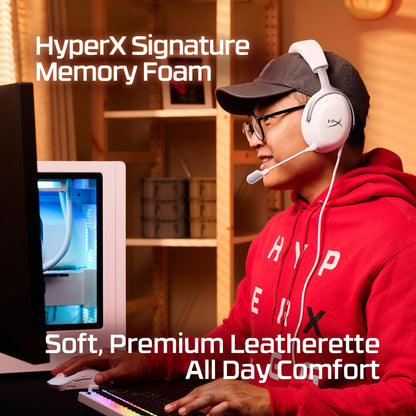 HyperX Cloud III – Wired Gaming Headset, PC, PS5, Xbox Series X|S, Angled 53mm Drivers, DTS, Memory Foam, Durable Frame, Ultra-Clear 10mm Mic, USB-C, USB-A, 3.5mm – White