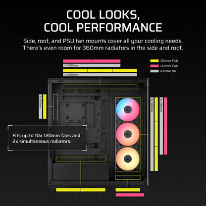 CORSAIR 3500X RS-R ARGB Mid-Tower PC Case – 3X Pre-Installed RS120-R ARGB Fans, GPU Anti-Sag Arm, Fits up to 10x 120mm Fans, Reverse Connection Motherboard Compatible – Black Corsair