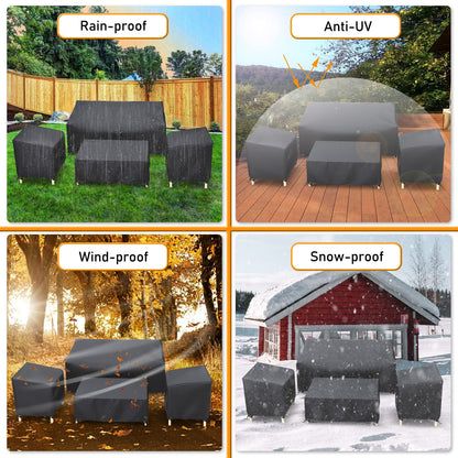 STARTWO Outdoor Waterproof Patio Furniture Covers 4-Piece Set for Chairs 32in, Loveseat 56in, Coffee Table 45in, Heavy Duty 600D, Black - Available at All In One Marketplace Canada