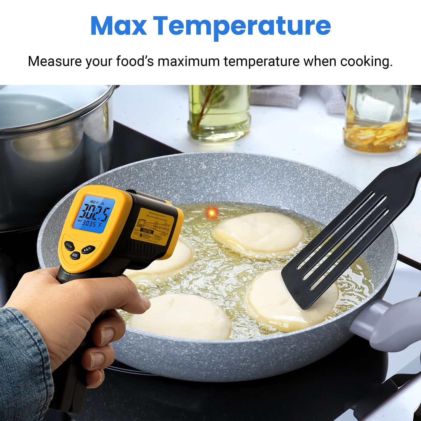 Etekcity Lasergrip 1080 Laser Thermometer Digital Infrared Thermometer Temperature Gun for Kitchen Cooking BBQ Grill and Bath Water, -58℉~1130℉ (-50℃～610℃), Yellow and Black