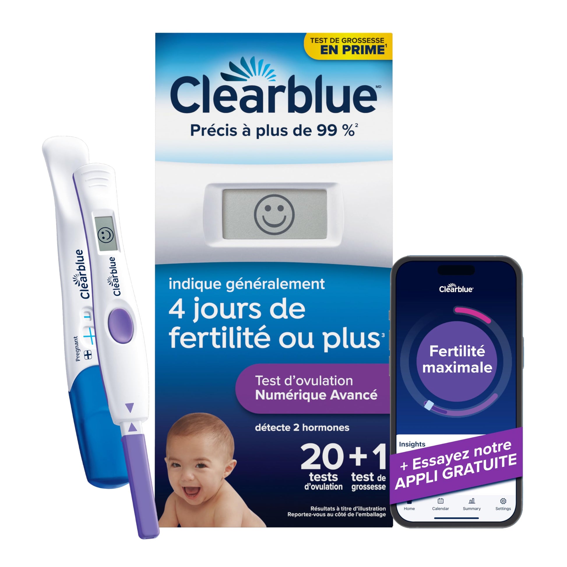 Clearblue Advanced Digital Ovulation Test Kit, Plus Bonus Rapid Detection Pregnancy Test, 20 Ovulation Tests & 1 Pregnancy Test Clearblue