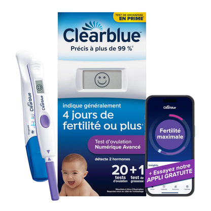 Clearblue Advanced Digital Ovulation Test Kit, Plus Bonus Rapid Detection Pregnancy Test, 20 Ovulation Tests & 1 Pregnancy Test Clearblue