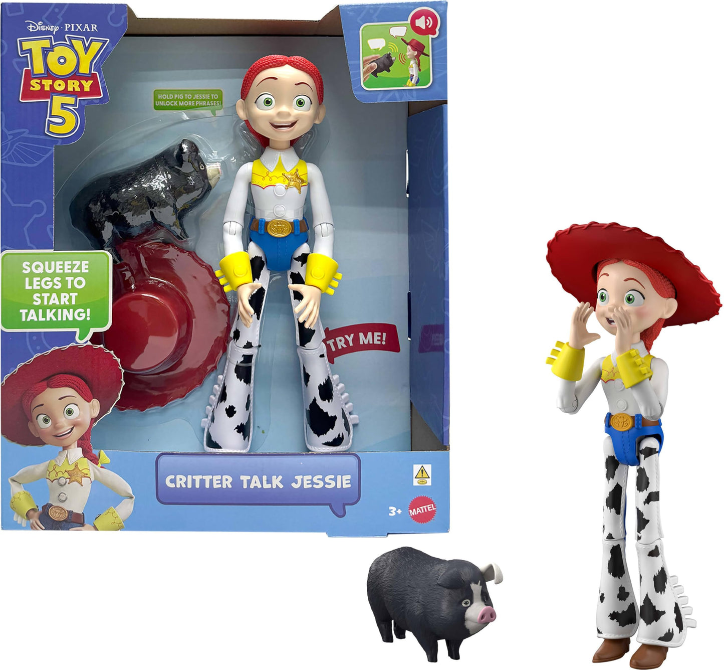Mattel Disney and Pixar Toy Story 5 Critter Talk Jessie, 12 Inch Posable Action Figure Toy & Jimmy Dean, 35 Plus Movie Sounds & Phrases Mattel