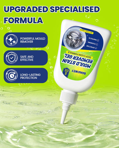 Mould Remover Gel - Household Washing Machine Cleaner, Tile Grout Cleaner with Brush, Mildew Stain Remover for Washer Rubber, Shower, Bathroom, Bathtub Caulk, Kitchen Sink, Fridge Seal, Wall - 8 Fl Oz - Available at All In One Marketplace Canada
