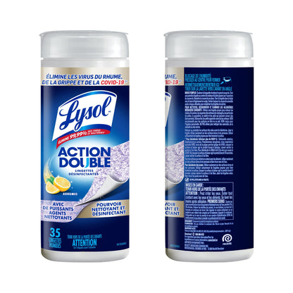 Lysol Dual Action Disinfecting Wipes, Scrubbing & Soft Texture, 12 X 35 ct